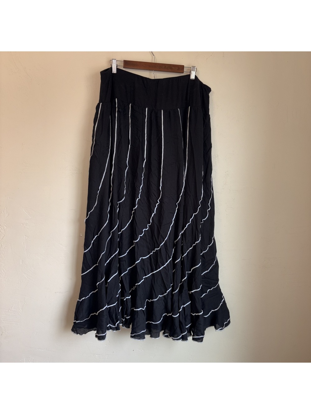 Soft Surroundings Women's Plus Size 1X Black White Stitch Maxi Skirt Boho Long - Picture 5 of 6